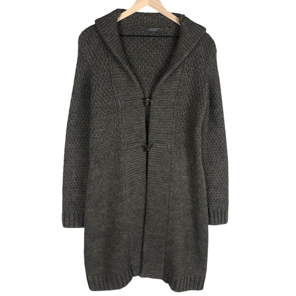 GIO & GIO Italy Mohair Wool Blend Long‎ Cardigan Sz S/M Gray Toggle Sweater Cozy